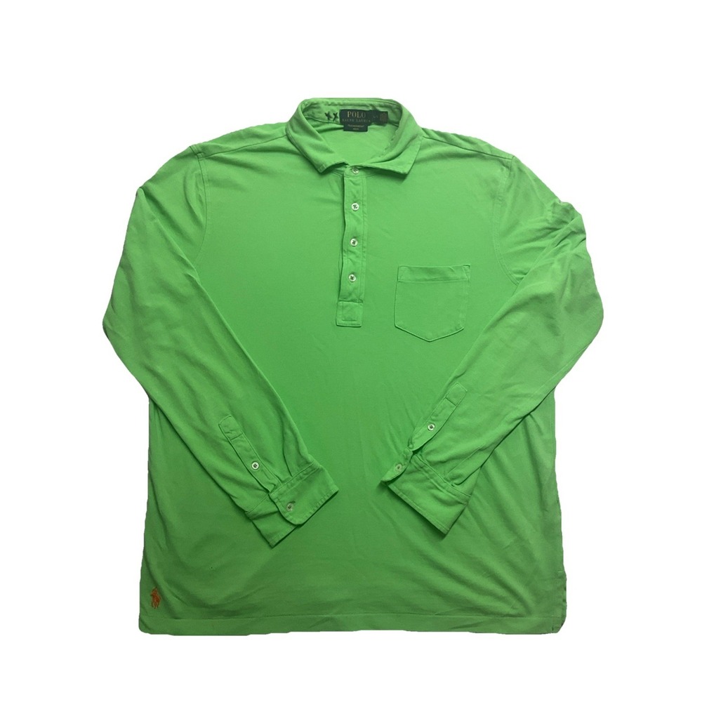 Ralph Lauren Polo Mens Green Long Sleeve Polos Shirt Size L